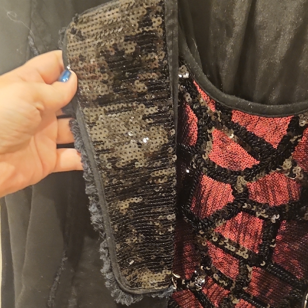BKE Black Blazer with Red Patterned Accents - Picture 3 of 13